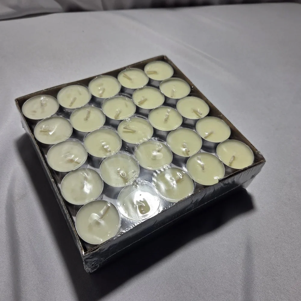 Amari Unscented Tea Light‎ Candles 100 Ct White Vegetable Wax Mosaic Bath & Spa